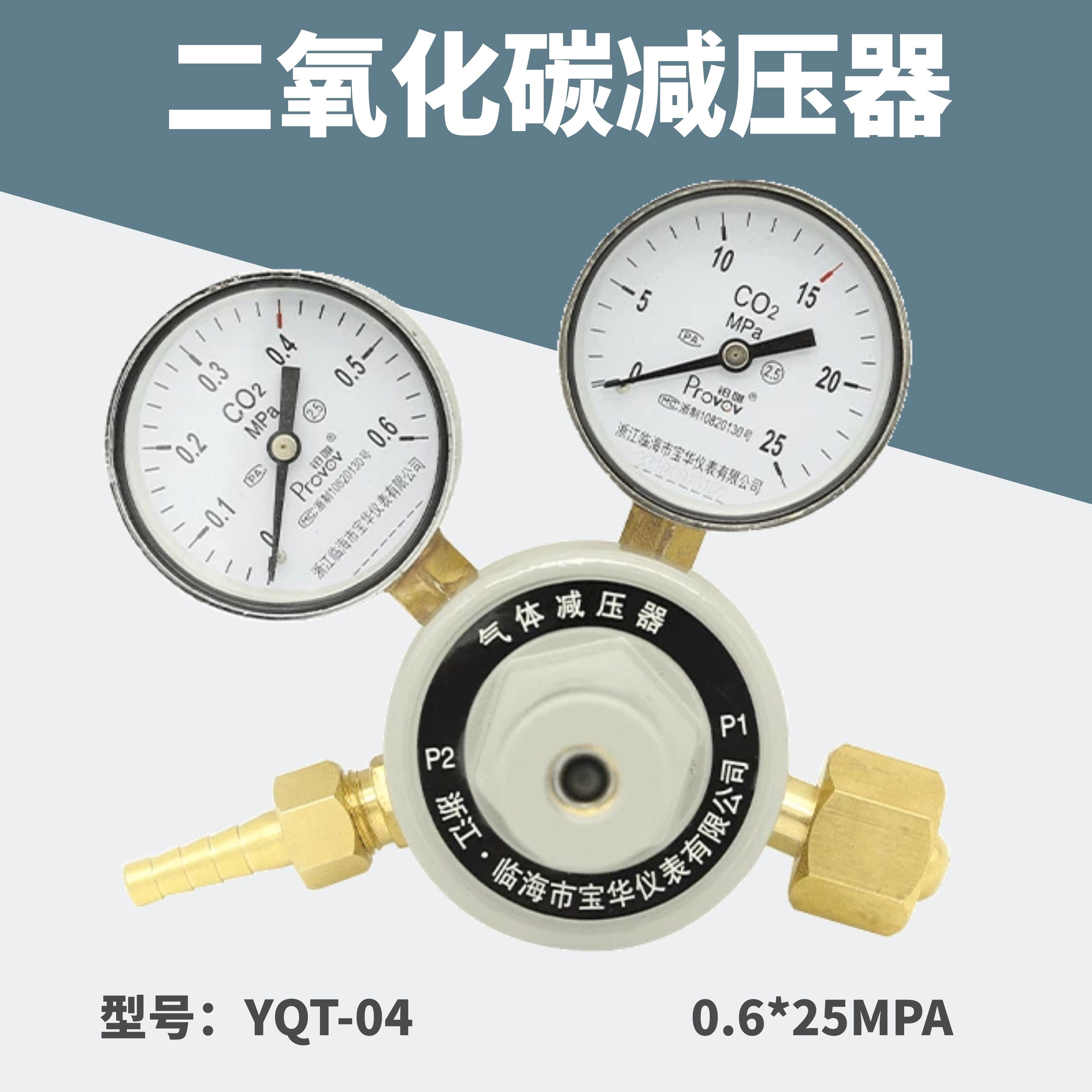 Platinum-only carbon dioxide CO2 gas steel bottle pressure reducer YQT-04 reducing valve 0 6 * 25 Pressure watch 731 Shanghai