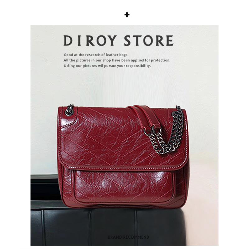 First-Layer Cowhide Underarm Bag 2026 New Vintage Pleated Niki Chain Genuine Leather Shoulder Crossbody Messenger Bag for Women