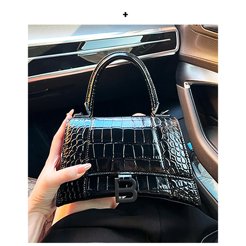 Women's Bag 2026 New Fashion B Brand High-End Crocodile Pattern Genuine Leather Women's Bag Single Shoulder Crossbody Handbag Hourglass Bag Women's Bag 2026 New Fashion B Brand High-End Crocodile Pattern Genuine Leather Women's Bag Single Shoulder Crossbody Handbag Hourglass Bag