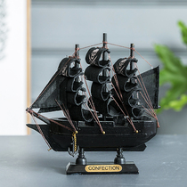 Smooth sailing boat mold small decorative ornaments Solid wood handmade craft boat bar restaurant home decoration