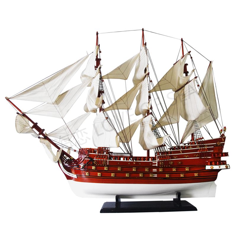 Sea love solid wood Wooden simulation sailing model assembly ornaments Smooth sailing craft ship Victory No 100cm