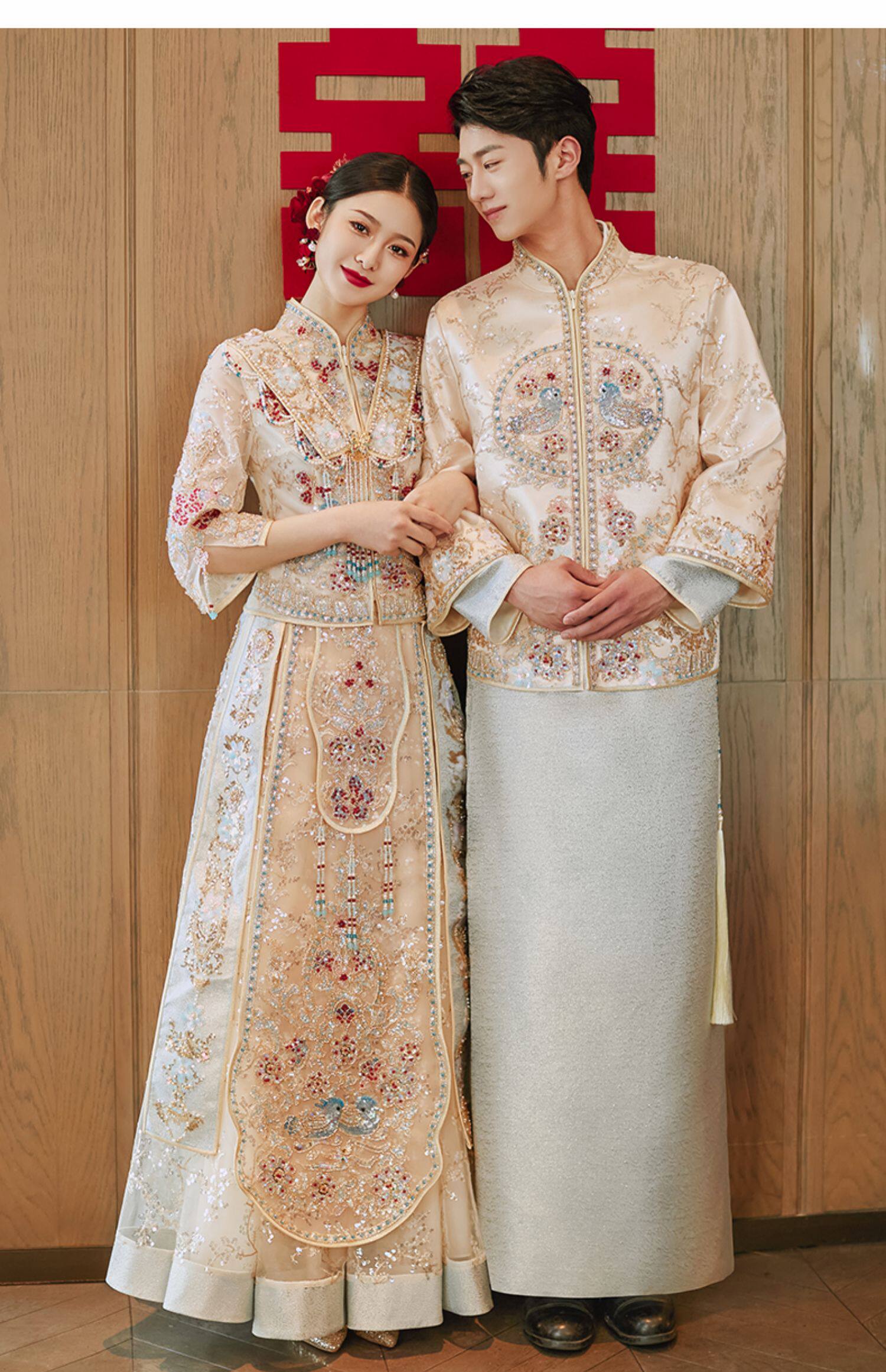 香槟色秀禾服2025夏季新款新娘中式婚纱礼服重工敬酒服高级龙凤褂-阿里巴巴