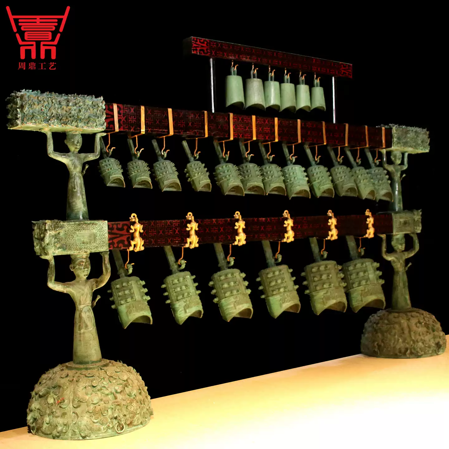 曾侯乙編鐘擺件戰國青銅編鐘編磬模型仿古樂器演奏影視婚禮道具