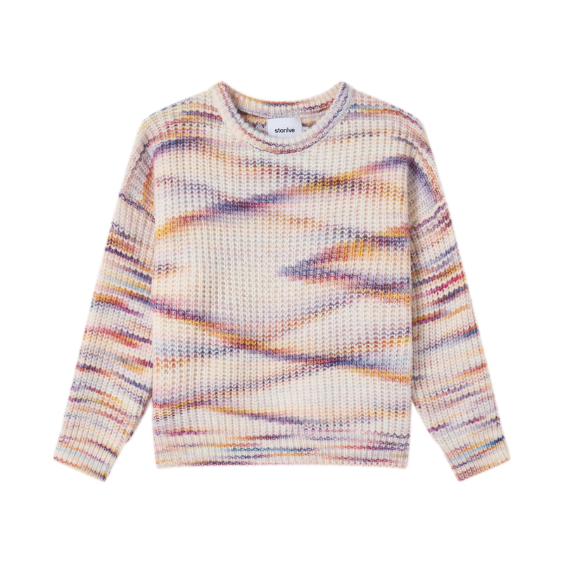 Stonive 26Ss Atmospheric Short Wide Drape Colorful Knitted Sweater