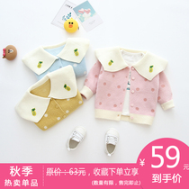 Baby girl small coat spring and autumn season 0 a 1-year-old baby girl sweater cardigan thin section 2 female treasure autumn outfit Yangqi Princess 3