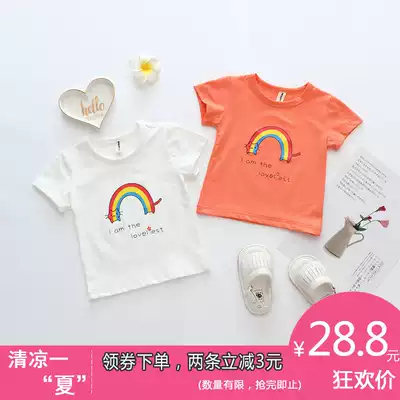Baby girl short-sleeved T-shirt pure cotton 0-1 year old baby girl western style half-sleeved top female treasure summer clothes 2020 new thin 3