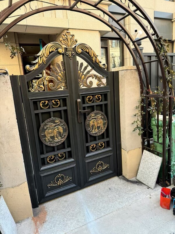Aluminum Art-Style Chinese-Style Villa Door, Aluminum Alloy Double-Door, Rural Courtyard Transfer Door, Community Electric Door, Garden Gate