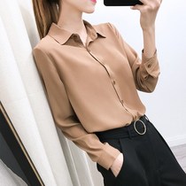 Top ice silk long sleeve custom Chiffon professional autumn shirt womens new white shirt thin section womens tooling wild