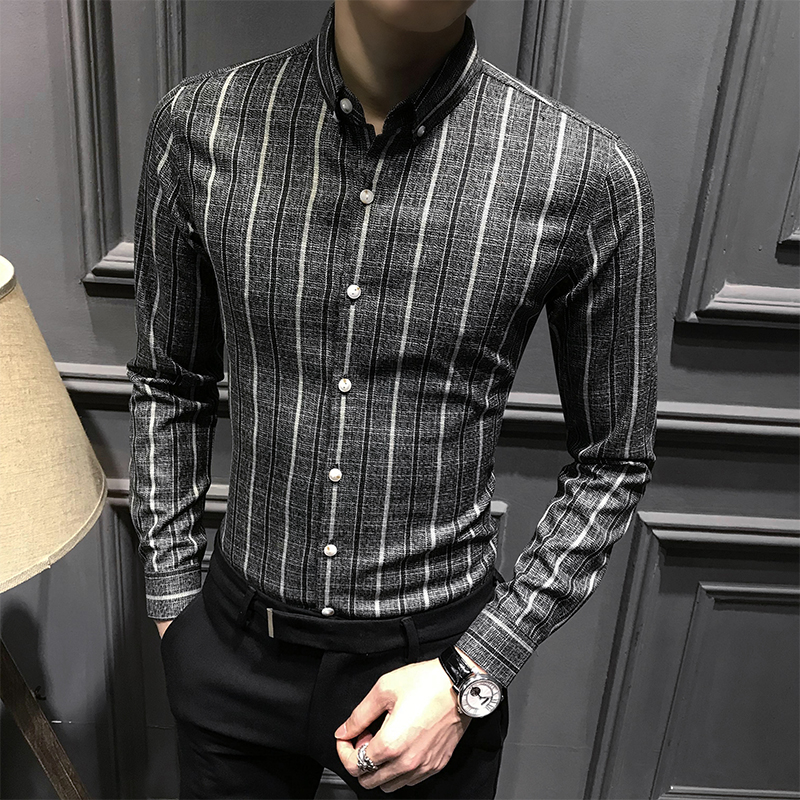 Rich Bird Spring New Slim Striped Shirt Men Korean Version Trend Handsome High-end Men's Shirt Casual Business