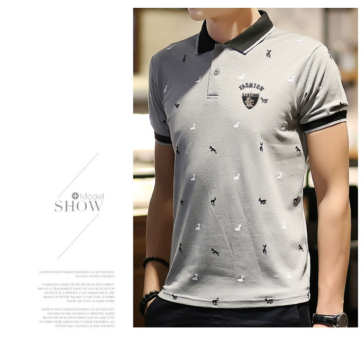 Cotton nam mùa hè nam ngắn tay áo thun ve áo cổ áo thanh niên quần áo giản dị áo sơ mi cổ áo polo - Polo áo polo sói