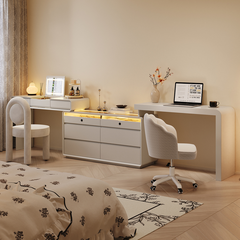 Flip-Top Dressing Table, Computer Desk, Two-In-One, Bedroom Bedside Cabinet, Corner Storage Cabinet, Desk, Makeup Table
