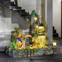 Large Fields Garden Flowing Water Fake Mountain Wind Water Wheel Fountain Large Fish Pool Fish Tank Living Room Balcony Xuan Guan Garden Courtyard Pendulum