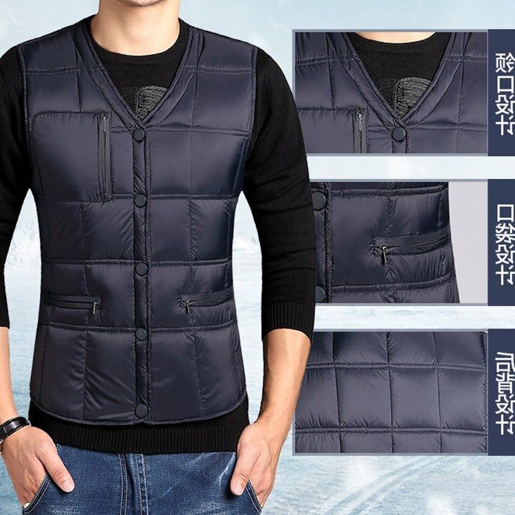  Mid-aged men's clothing down clothing anti-chilling wear half sleeves waistcoat short sleeve waistcoat Mama dress warm jacket thickness
