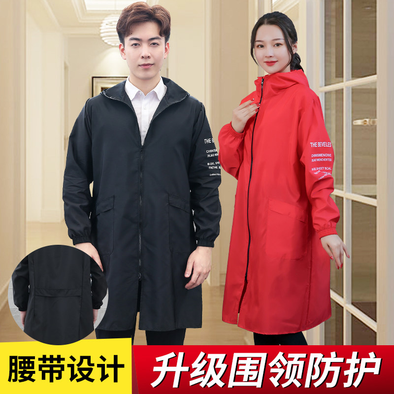 Adult Fashion Shirt Oil printing long sleeve zipper single layer jacket kitchen apron dress for men and women