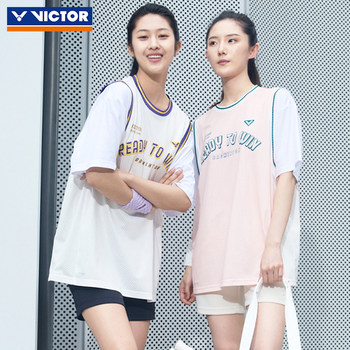 Victor Victory Badminton Clothing Women's Sportswear Loose Breathable Knitted T-Shirt Short Sleeve T-56002