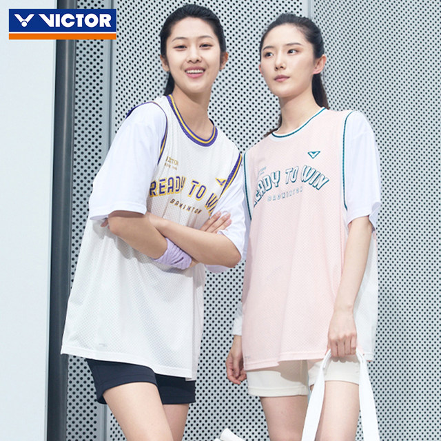 VICTOR Victory Victor Badminton Wear Women's Sportswear Loose Breathable Knitted T-Shirt Short Sleeve T-56002