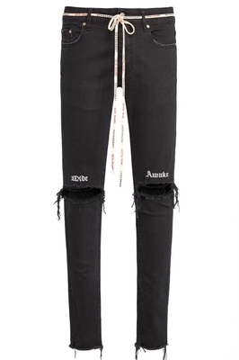 Top Represent Knife-Cut Embroidered Versatile Casual Pants Ripped Pants High Street Skinny Pants Men's Slim-Fit Jeans