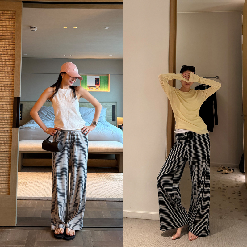 Reliable Keep Kapu Striped Pants, Super Comfortable! Elastic Waist, Slimming, Lazy Style, Casual Knitted Striped Pants for Women Reliable Keep Kapu Striped Pants, Super Comfortable! Elastic Waist, Slimming, Lazy Style, Casual Knitted Striped Pants for Women
