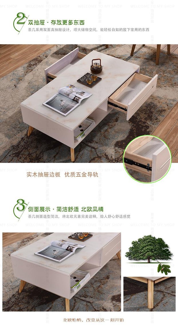 Phòng khách phong cách châu Âu hoàn chỉnh bộ bàn ghế gỗ rắn hiện đại tối giản có thể thu vào lưu trữ gỗ sồi kính TV tủ bàn cà phê đặt kệ tivi đẹp