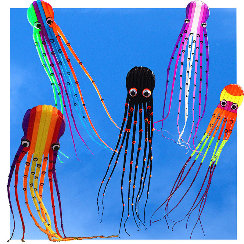 Red Sun 3D High-End Large Adult Soft Kite Octopus Tube Frameless Portable 8 10.15m