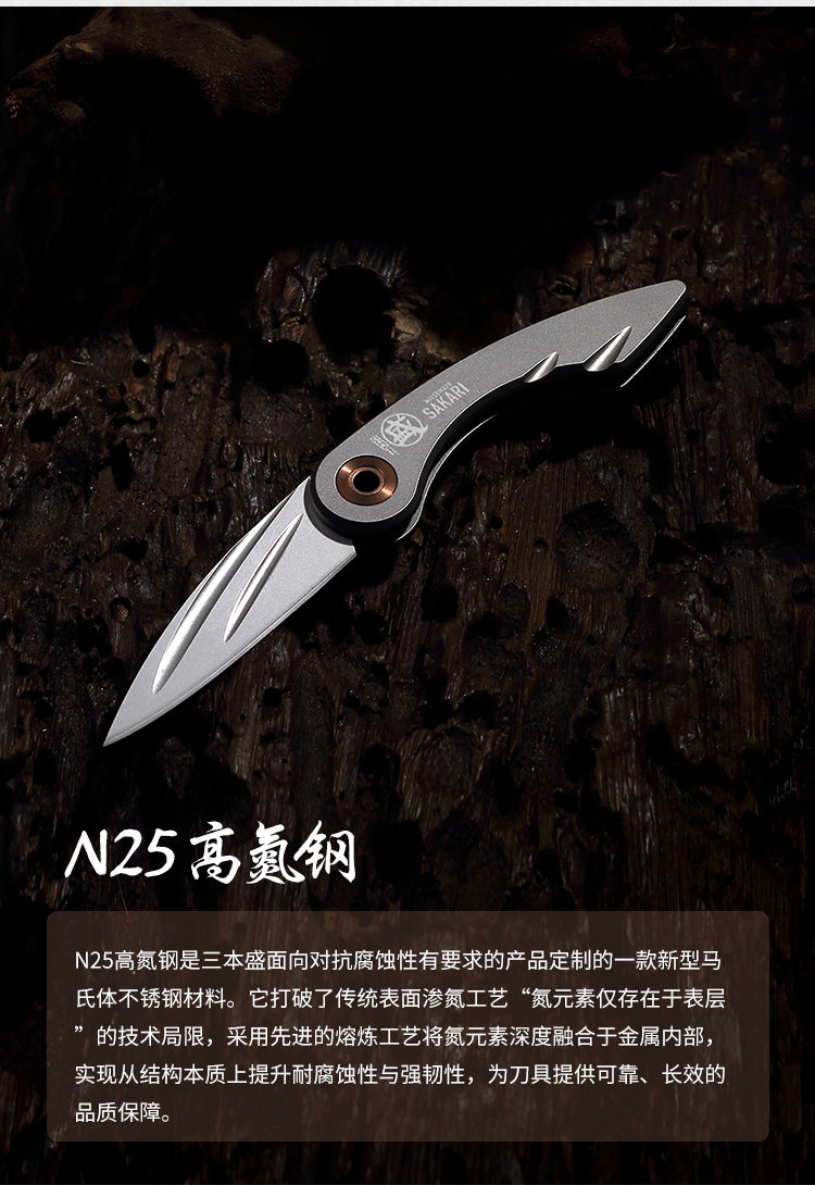 安享好物 安享A级水果刀-三本盛项链 折叠水果刀  