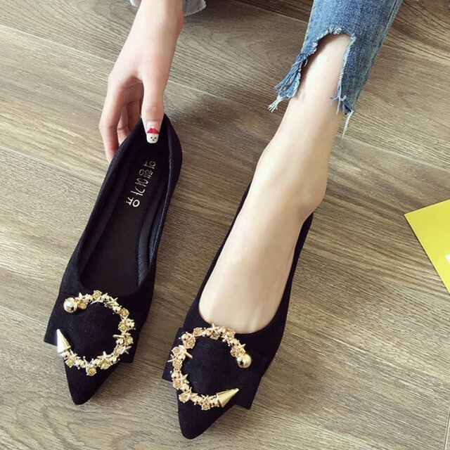 Pointed toe shoes women 2021 new women's shoes Korean version of all-match peas shoes soft bottom autumn flat bottom flat heel women's single shoes