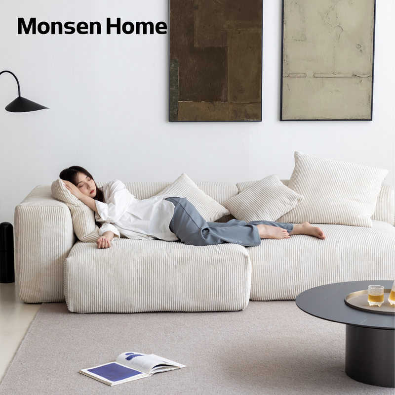 Musheng Home Corduroy Modular Sofa, Freely Combinable Fabric, Removable and Washable, Living Room Cube Sofa, Minimalist Three-Seater