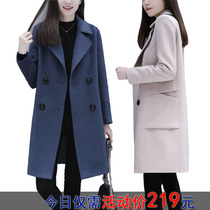  Double-sided fluff coat female Korean version 2021 new medium-length loose large size temperament is thin autumn and winter wool coat