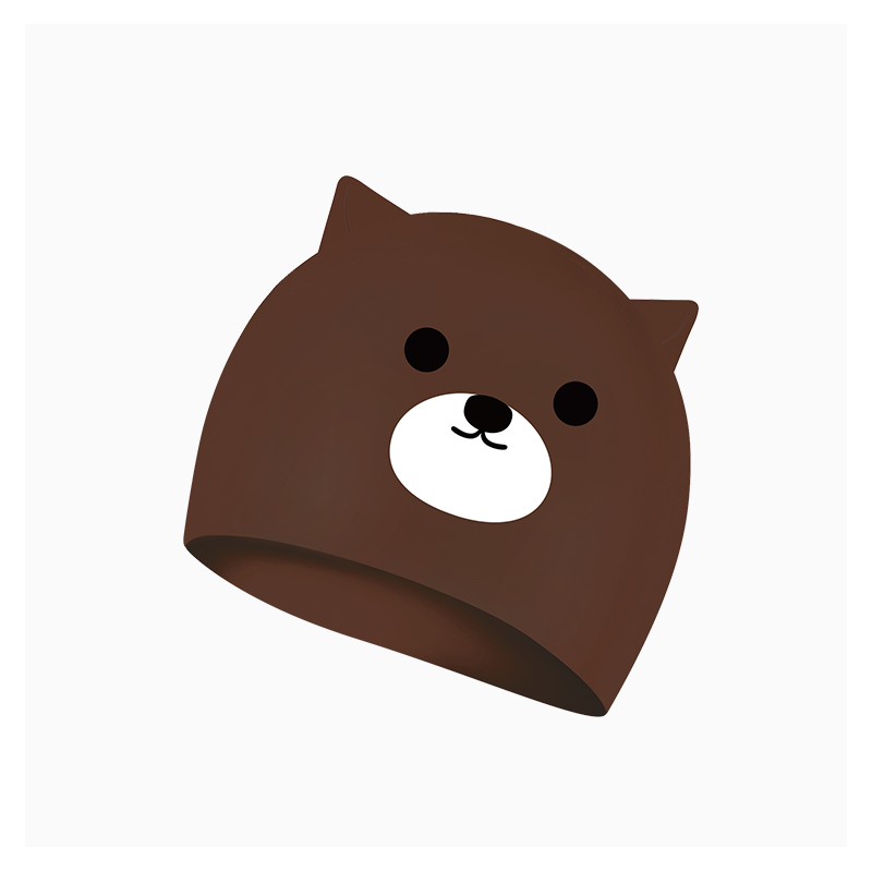 (SEACMYDODO) Original Small Bear Swimming Cap Cute Swimming Gear Children Adult Silicone Creative Swimming Cap