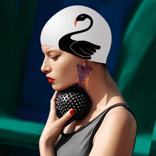 Лебедь, модная водонепроницаемая белая силиконовая большая плавательная шапочка для плавания