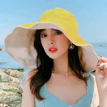 Oversized brim fishermans hat female summer travel sun hat sunscreen Japanese literature and art hat childrens summer vacation wind