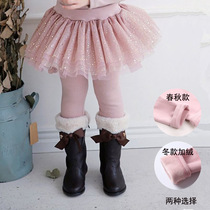 Korean Version Girl Dress Pants Spring Autumn Ocean Qi New Bronzed Children Spanking Pants Outside Wearing Stars Fluffy Mesh Yarn Long Pants