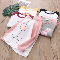 Girls undershirt 2022 new spring clothing cartoon printed pure cotton t-shirt insert shoulder sleeve spring autumn childrens blouse 2-8 years old