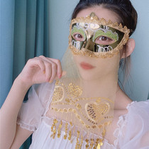 Internet celebrity half-face mask masquerade ancient style princess sexy mask lace sexy veil live broadcast props