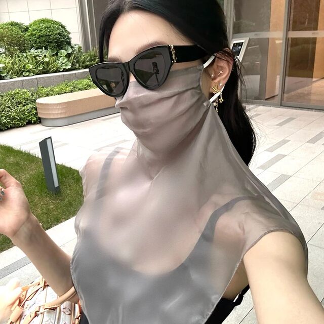 Mulberry silk veil summer outdoor sun protection ບາງໆ cycling mask spun yarn sun protection neck scarf face covering face towel