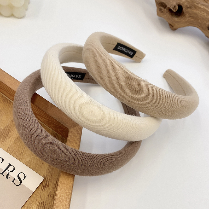 images 22:Milk-colored sponge high-cranial top hair hoop female wash face hoop retro French high-fashioned hair bundle hairpin chuckle headdress autumn winter