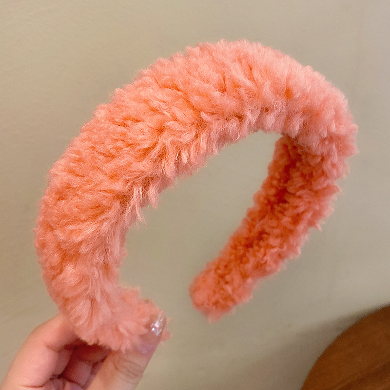 images 8:Lamb hair high cranial hair hoop female insin rome shampoo face hoop autumn winter red hair cube hair cube hair band headdress