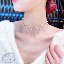 Korean pearl choker female neck chain choker Japanese neck chain simple female tide necklace ins cold wind jewelry