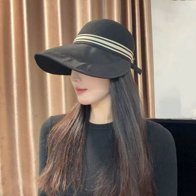 ໝວກກັນແດດແບບ Hepburn ໃໝ່ປີ 2026 ທີ່ມີຂອບຂະຫຍາຍໃຫຍ່ຂື້ນ, ປ້ອງກັນລົມ, ປ້ອງກັນແສງແດດເຕັມໃບ, ຈໍສະແດງຜົນໃບໜ້າ, ໝວກຂະໜາດນ້ອຍທີ່ສາມາດພັບໄດ້