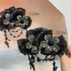 Blackcurrant Shark Clip ດອກໄມ້ສາມມິຕິລະດັບ Tassel Sparkling Diamond Versatile Casual Hair Clip Advanced Relaxation High Grip Hair Accessory