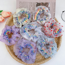 Fairy rainbow large intestine Hairband ins Net Red Forest fat intestinal ring girl cute tie hair band mesh Super fairy head hoop