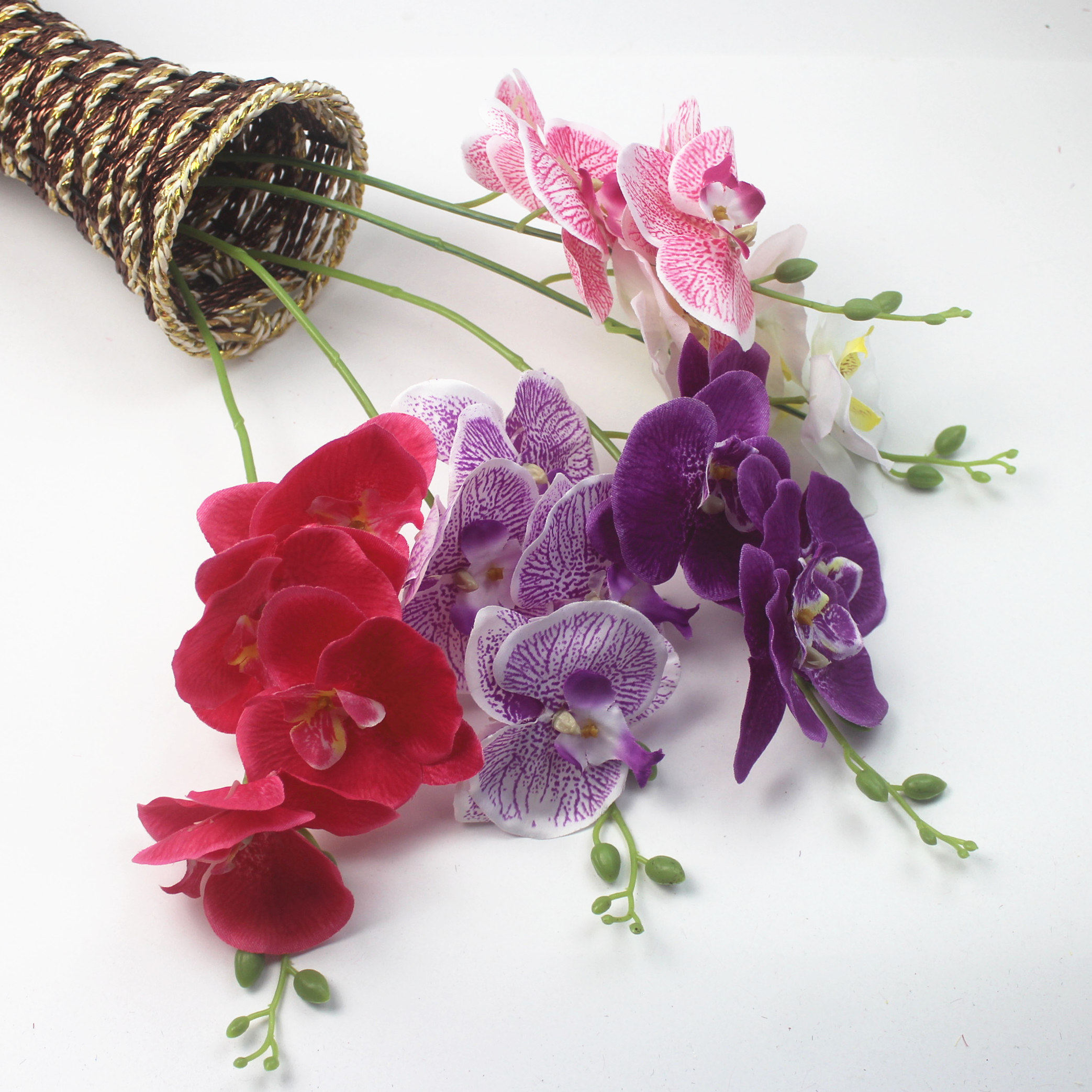 Simulation silk flower butterfly orchid flower string flower branch single bouquet wedding flower pot shape arrangement flower arrangement flower branch flower arrangement