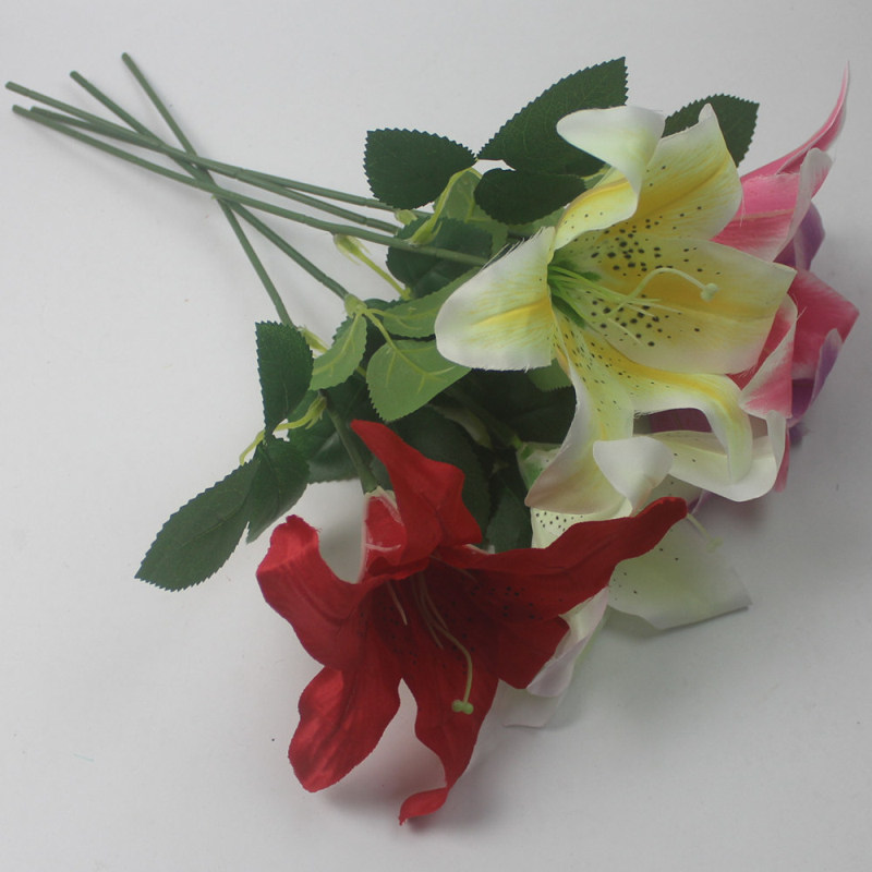 Single big lily flower branch flower arrangement home decoration flower branch artificial flower living room flower basket vase fake flower