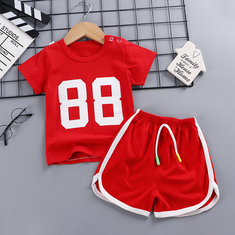 2021 Children's clothing Children's cotton short-sleeved suit T baby summer clothes Men and women children baby T-shirt beach pants