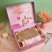 Умный розовый стакан, хаки шарф, подарочная коробка