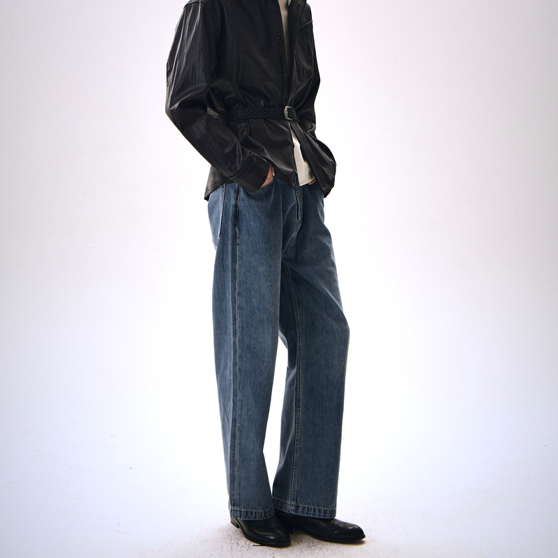 New Project *Moran Denim Pants Washed Straight-Leg Low-Rise Jeans