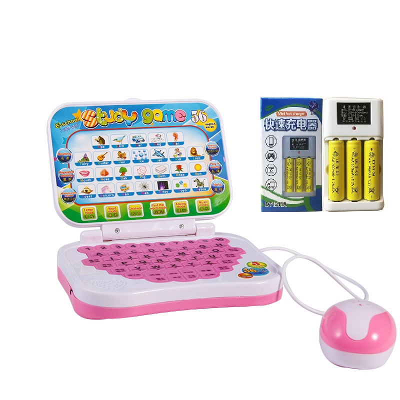 Ordinary 268 (Charging Board) Pink Keyboard & 268 Learning Contentschildren Toys computer Imitation of true and false notebook tablet PC Model simulation keyboard Play the family Early reading Point reader