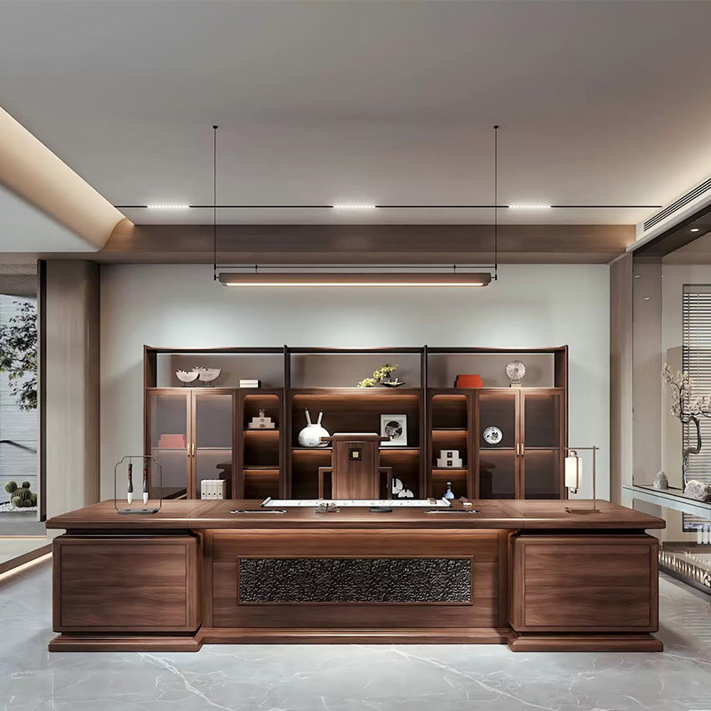 New Chinese-Style North American Black Walnut Office Desk Executive Desk 2026 New Model High-End Solid Wood Ceo Executive Desk