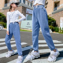 Girls pants Spring and Autumn outside wear 2021 new autumn clothes foreign style big childrens trousers fashion autumn childrens jeans