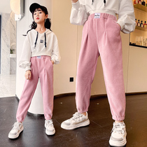 Girls pants Spring and Autumn wear 2021 new foreign style in the big childrens pants fashion autumn childrens casual trousers